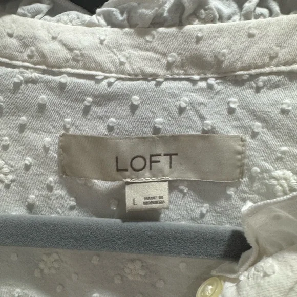 LOFT White Ruffle Sleeve Top - Picture 5 of 10